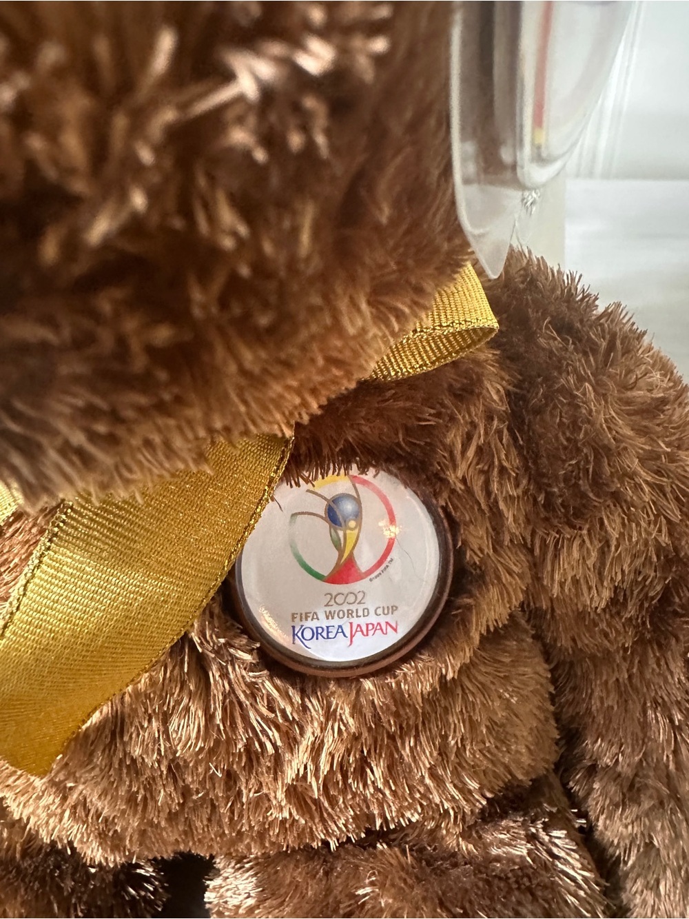 Ty FIFA 2002 World Cup Korea/Japan Brown Teddy Bear with Gold Ribbon Plush - Picture 6 of 7